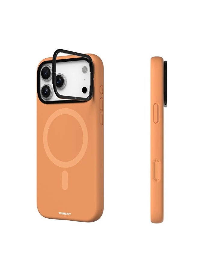 YOUNG KIT Youngkit Cream Series Magnetic Holder For iPhone 17 Pro Max - Orange - Image 3